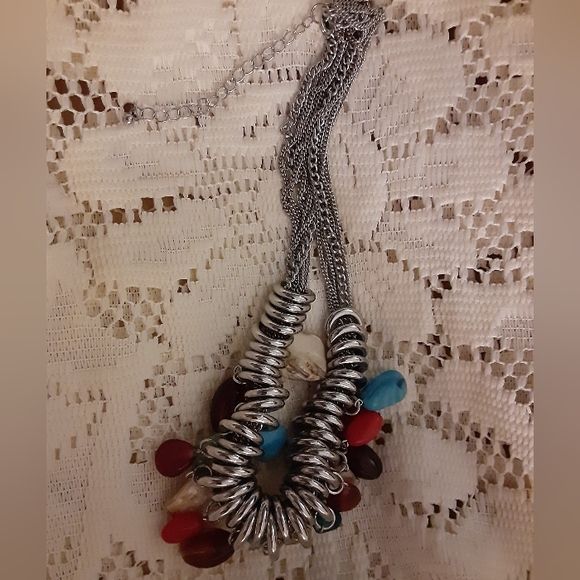 Silverstone Multistrand Assorted Color Stones Necklace - Picture 3 of 3